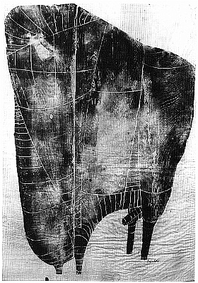 1951 - Stier - Zustand I - Holzschnitt auf Baumwollstoff mit Filzstift - 110x78,5cm